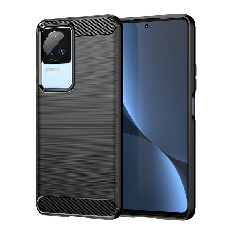 HuHa Case Cover For Xiaomi Redmi K60E Brushed Texture Carbon Fiber TPU Phone Case(Black) - Image 1