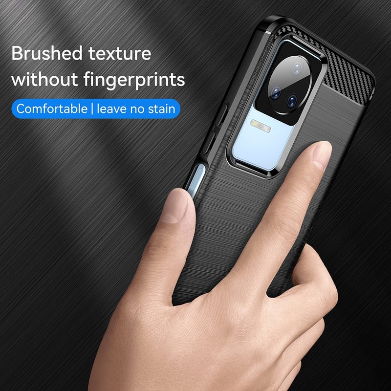 HuHa Case Cover For Xiaomi Redmi K60E Brushed Texture Carbon Fiber TPU Phone Case(Black) - Image 3