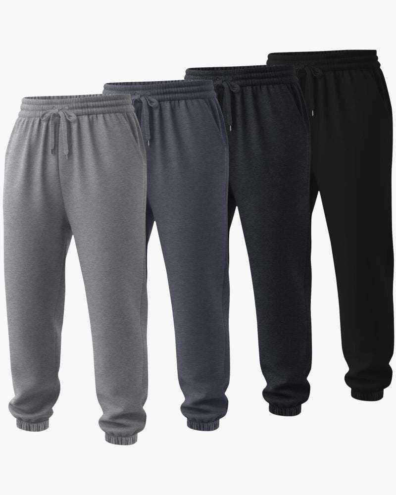 Evervibe 4 Pack Menâ€™s Big and Tall Sweatpants Drawstring Loose Joggers Casual Elastic Waist Athletic Pants with Pockets (Light Gray, Dark Gray, Heather Black, Black,X-Large) - Image 3