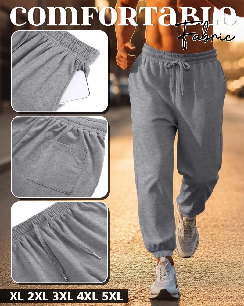 Evervibe 4 Pack Menâ€™s Big and Tall Sweatpants Drawstring Loose Joggers Casual Elastic Waist Athletic Pants with Pockets (Light Gray, Dark Gray, Heather Black, Black,X-Large) - Image 4