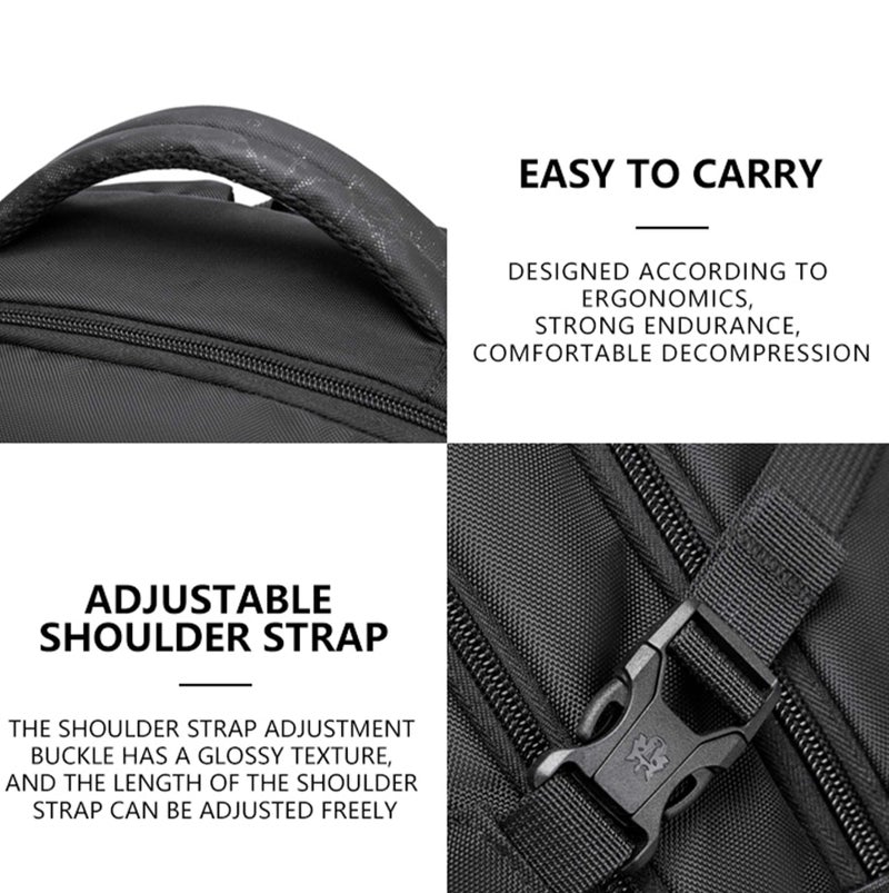ARCTIC HUNTER Golden Wolf Slim Laptop Backpack Water Resistant Daypack with Headphone Jack for Business Casual Travel College for Men Women, GB00433, Black - Image 3