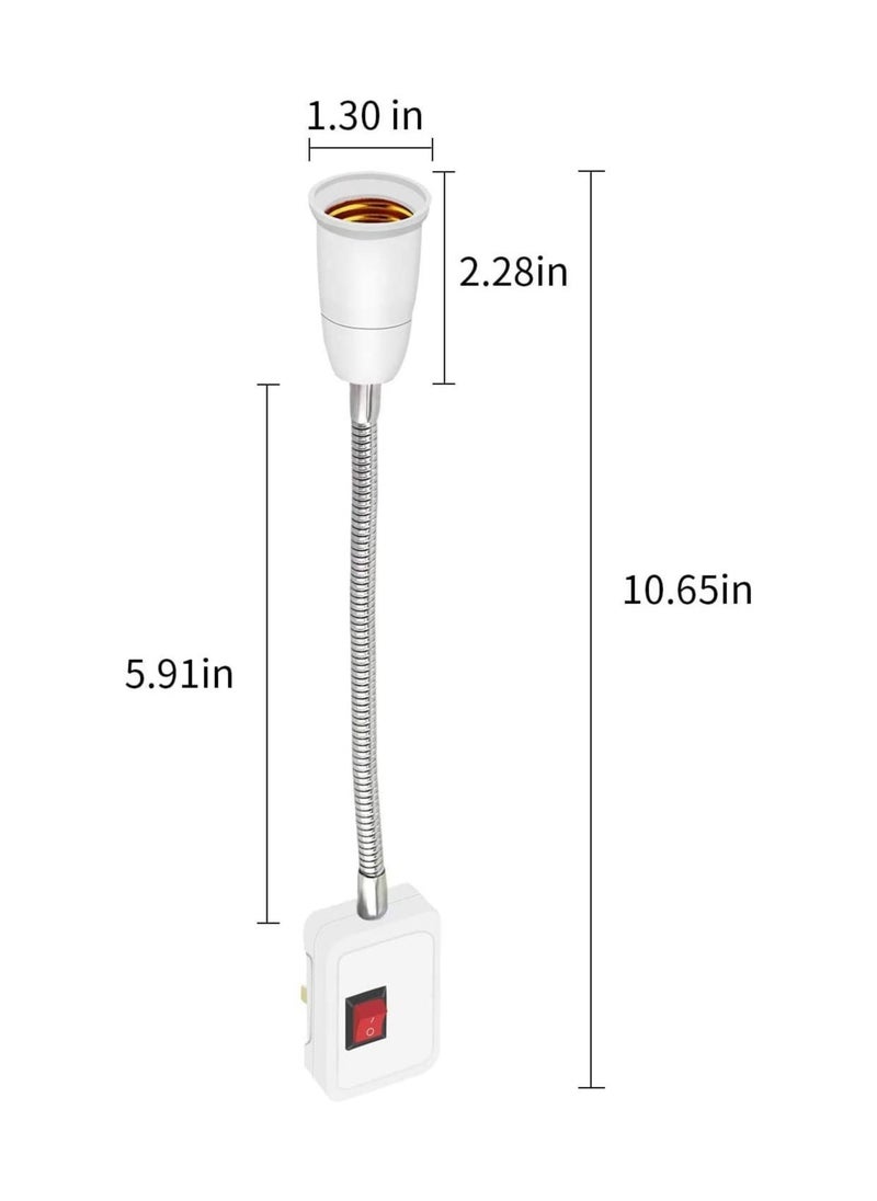 ELTRAZONE - Flexible E27 Lamp Bulbs Holder Converter Adapter UK Plug AC Power to E27 LED Bulbs Socket Adapter with On/Off Switch Universal Metal Extension Wall Lights Base - Image 1