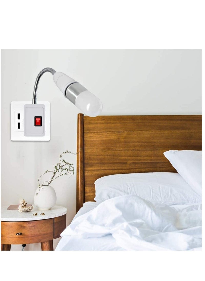 ELTRAZONE - Flexible E27 Lamp Bulbs Holder Converter Adapter UK Plug AC Power to E27 LED Bulbs Socket Adapter with On/Off Switch Universal Metal Extension Wall Lights Base - Image 1