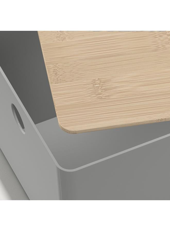 erorex Box With Lid, Light Grey/Bamboo, 18X26X15 Cm - Image 3