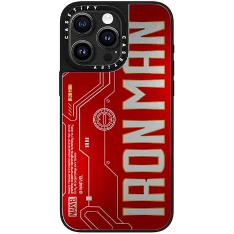 Casetify Mirror iPhone 15 Pro Max Case 【Iron Man Co-Lab/Reflective / 4.9ft Drop Protection/Compatible with Magsafe】 - Iron Man Logo - Silver on Black - Image 3