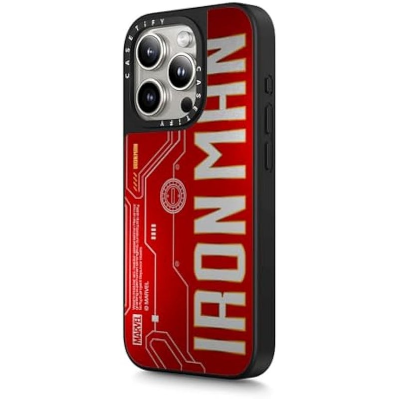 Casetify Mirror iPhone 15 Pro Max Case 【Iron Man Co-Lab/Reflective / 4.9ft Drop Protection/Compatible with Magsafe】 - Iron Man Logo - Silver on Black - Image 5