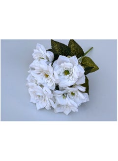 Huitich Artificial Rose Bouquet Elegant Faux Floral Arrangement White  - Image 2
