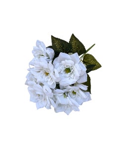 Huitich Artificial Rose Bouquet Elegant Faux Floral Arrangement White  - Image 1