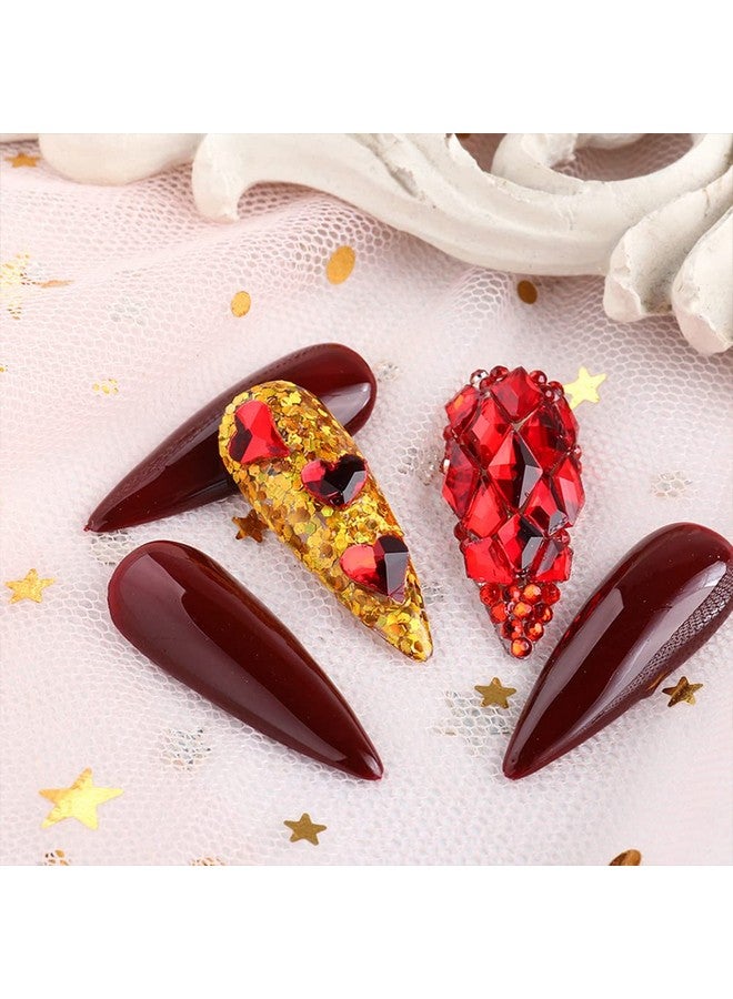 735 Pieces Red Nail Rhinestones For Acrylic Nails Red Stones For Nails Crystals 3D Nail Diamonds Art Decoration Crafts Diy (Red)