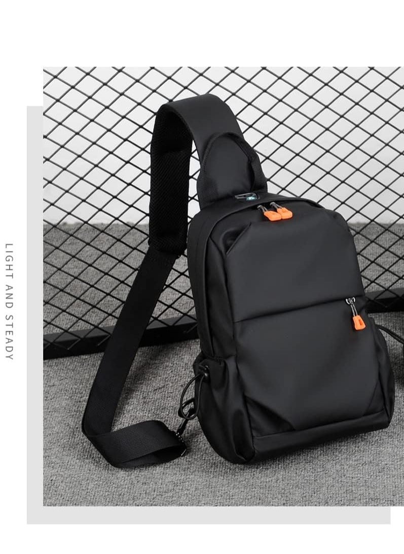 Cuken Crossbody Backpack, Waterproof, Lightweight with USB Charger Port, for Outdoor Hiking, Traveling, Cycling Black  - Image 4