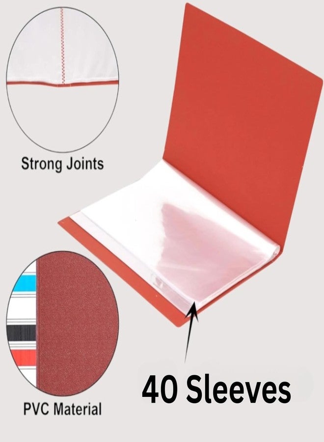 TULMAN 40 Pockets Bound A4 Size Presentation Display Book Portfolio File Binders with Plastic Clear Sleeves Document Organizer for Music Sheets Artwork Drawing for School - (Color May Vary) - 2 Pack - Image 3
