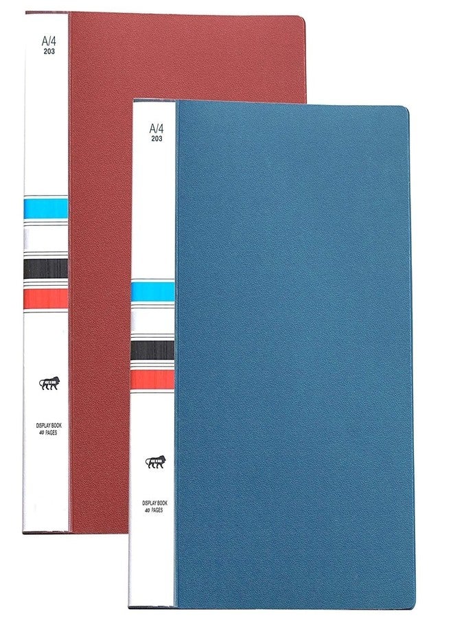 TULMAN 40 Pockets Bound A4 Size Presentation Display Book Portfolio File Binders with Plastic Clear Sleeves Document Organizer for Music Sheets Artwork Drawing for School - (Color May Vary) - 2 Pack - Image 1