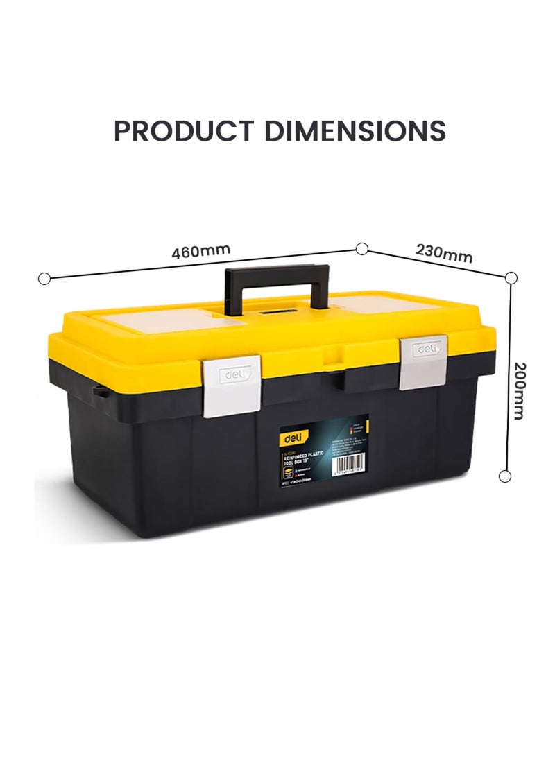 Deli Deli DLTC290 19 Multipurpose Tool Box with Two Layer Folding Structure Metal Clasp Connecting Shaft Carry Handle PP Hand Tools Kit for DIY Home and Professional Use 1Pc  - Image 2