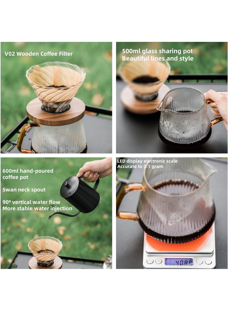 JoyousSto 13-Piece V60 Coffee Set Drip Coffee Maker ,Premium Travel Coffee Bag Outdoor Camping Accessories Waterproof Manual Pour Over Coffee Maker Set  Coffee Kettle Scale, Coffee Dripper All in 1 Traveling Camping Manual Coffee Kit Coffee Gift Set - Image 5