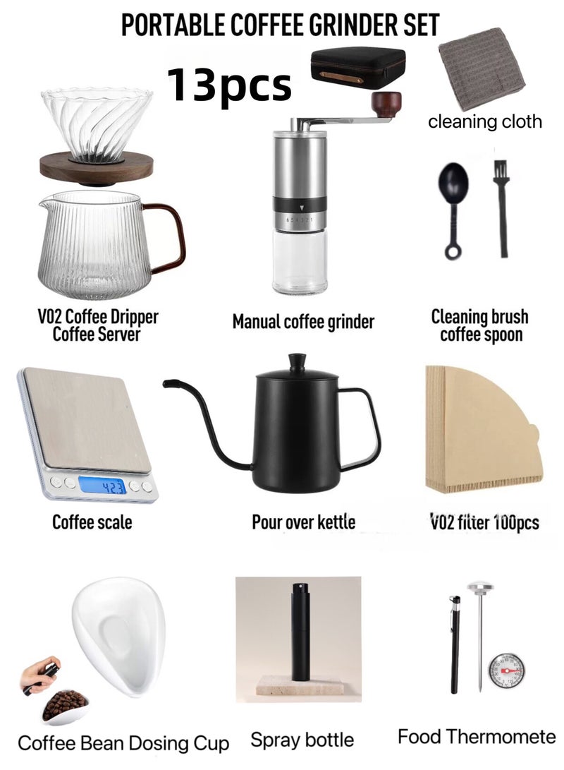 JoyousSto 13-Piece V60 Coffee Set Drip Coffee Maker ,Premium Travel Coffee Bag Outdoor Camping Accessories Waterproof Manual Pour Over Coffee Maker Set  Coffee Kettle Scale, Coffee Dripper All in 1 Traveling Camping Manual Coffee Kit Coffee Gift Set - Image 2
