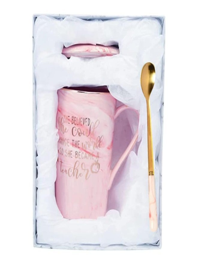 NYRWANA Coffee Mug, Gift for Woman, Birthday Present for Girlfriend, Mugs for Present, Present Items for Women, Holi Gifts, Cute Mugs for Teacher with Spoon, Box & Bag (400ml-Pink) - Image 1