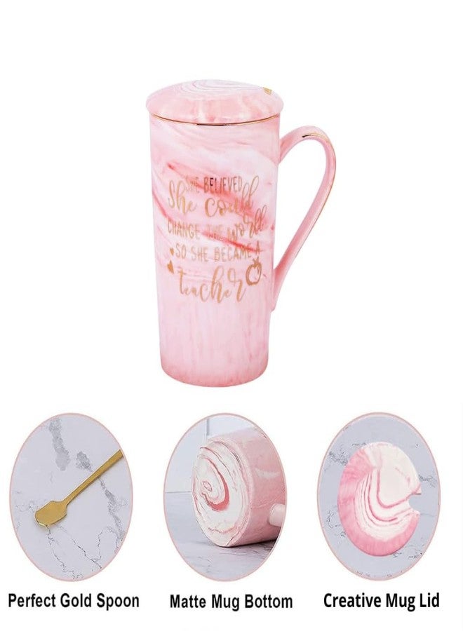 NYRWANA Coffee Mug, Gift for Woman, Birthday Present for Girlfriend, Mugs for Present, Present Items for Women, Holi Gifts, Cute Mugs for Teacher with Spoon, Box & Bag (400ml-Pink) - Image 3