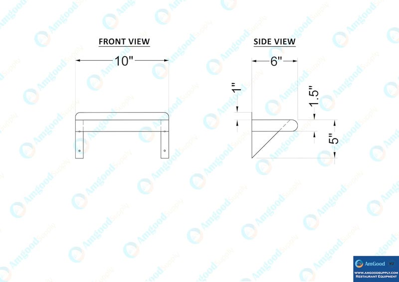 AmGood 6 in. x 10 in. Stainless Steel Wall Shelf | NSF Certified | Appliance & Equipment Metal Shelving | Kitchen, Restaurant, Garage, Laundry, Utility Room - Image 5