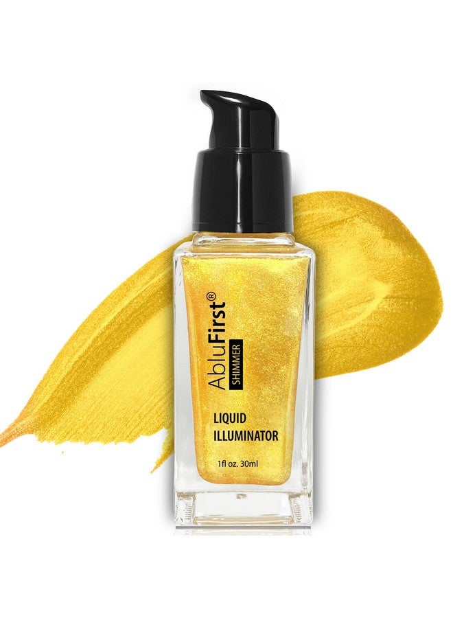 AbluFirst Liquid Illuminator Body Oil Glitter Waterproof 30Ml Gold Glotion Highlighter Makeup Face Luminizer Moisturizing Light Shimmering Glow Non Sticky Long Lasting  - Image 1