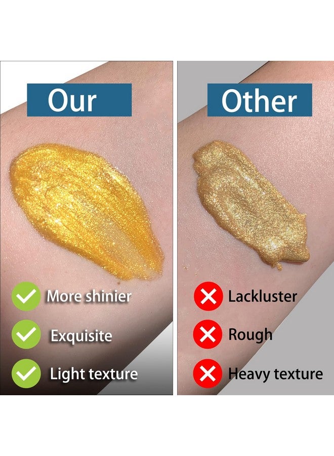 AbluFirst Liquid Illuminator Body Oil Glitter Waterproof 30Ml Gold Glotion Highlighter Makeup Face Luminizer Moisturizing Light Shimmering Glow Non Sticky Long Lasting  - Image 4