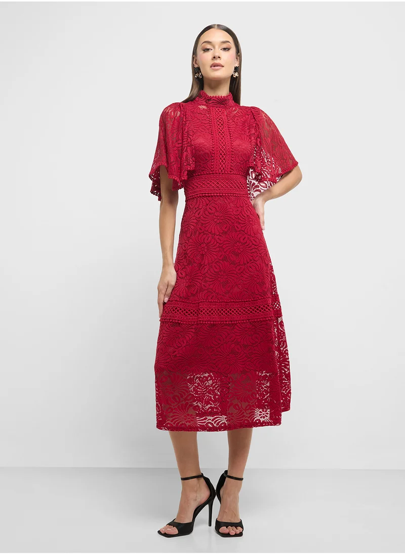 ELLA Lace Dress With Flouncy Sleeve