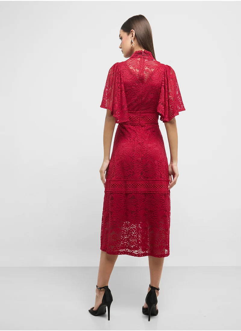 ELLA Lace Dress With Flouncy Sleeve