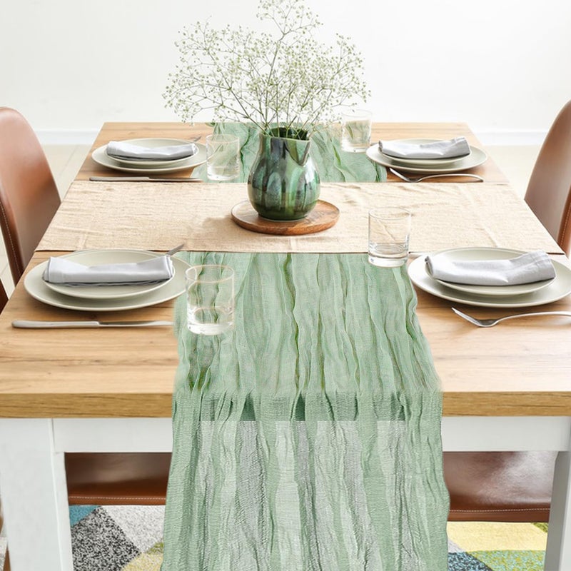 KEEPSHOWING 12 Pack Cheesecloth Table Runner,10ft Rustic Sheer Runner Gauze Boho Wedding Decor Romantic Table Runner for Wedding Bridal Shower Birthday Party - Image 5