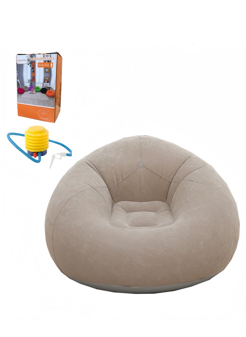 Lee Yon Inflatable Bean Bag Chair with air pump, Khaki, 103 x 60 cm  - Image 1