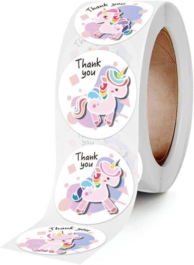 Touchcart Watercolor 500pc Thank You Unicorn Stickers, Round Thank You Adhesive Sticker for Small Business Wedding Supplies Packing Stickers Gift Wrap (1Inch/2.5cm) - Image 1