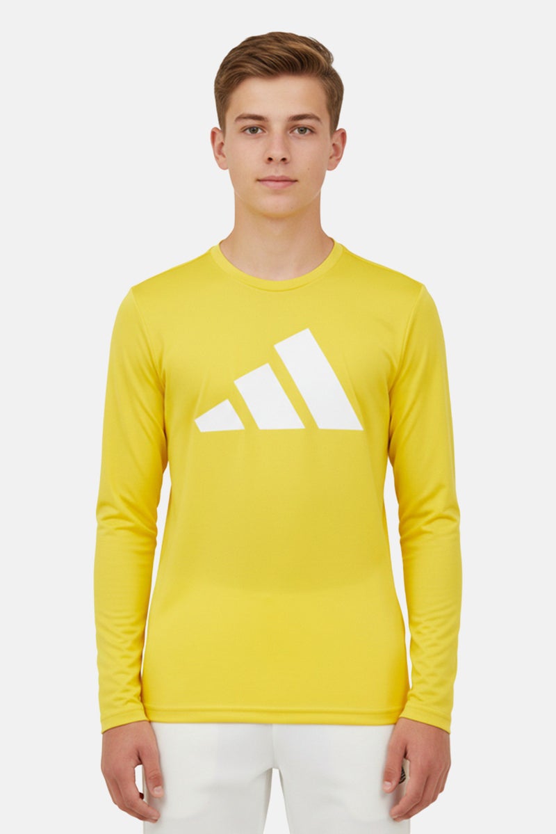 Adidas Kids Boy Long Sleeve Training T-Shirt, Yellow - Image 1