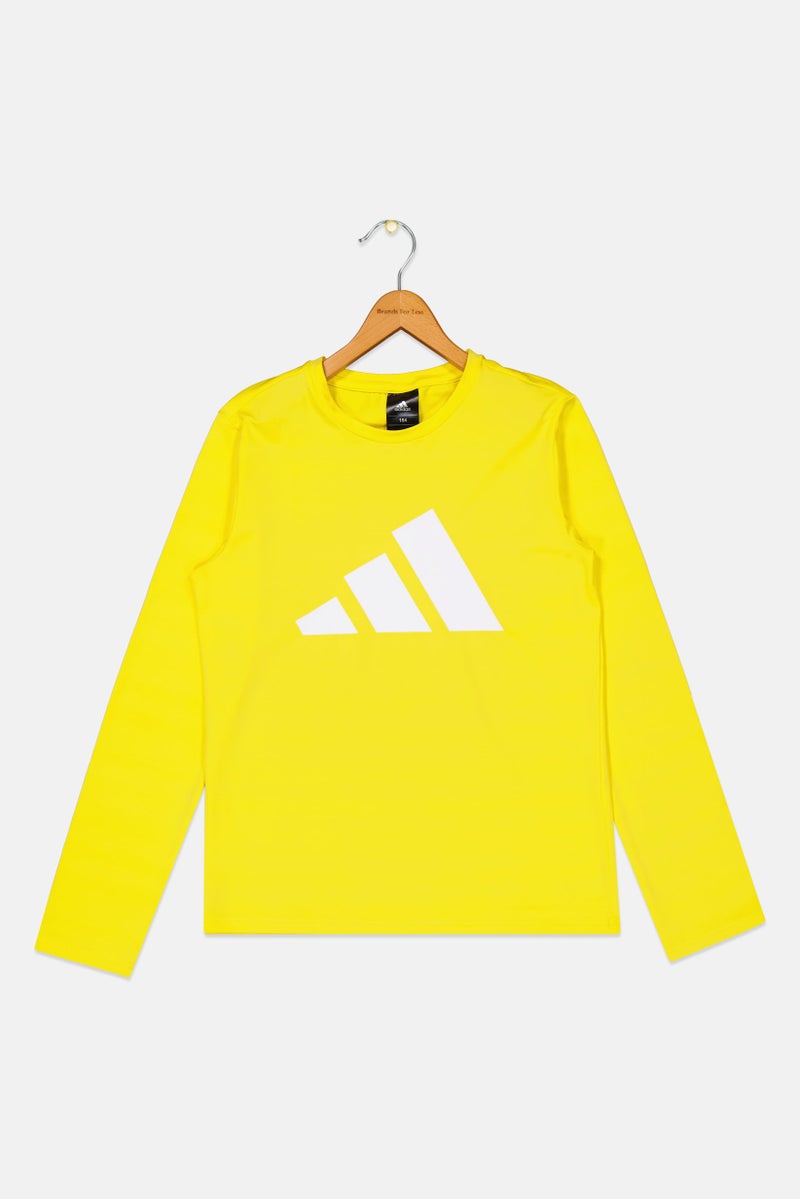 Adidas Kids Boy Long Sleeve Training T-Shirt, Yellow - Image 2