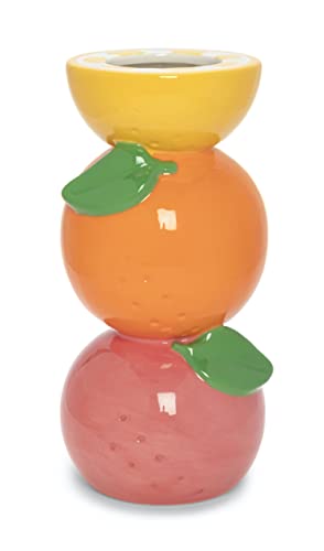 bando Decorative Ceramic Vase for Centerpiece Tall Unique Lemon Grapefruit and Orange Vase for HomeKitchenOffice Decor Stacked Citrus