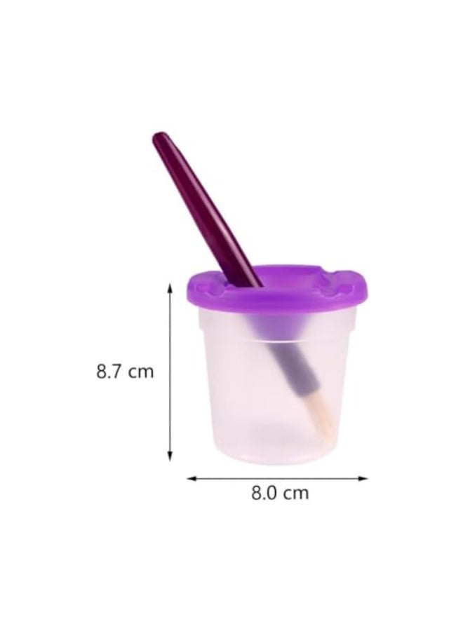 JZS No Spill Paint Cups for Children with Colored Lids and 5 Piece Large Round Brush Set with Plastic Handles,Spill-Proof Paint Cups Set,Style 2 - Image 2