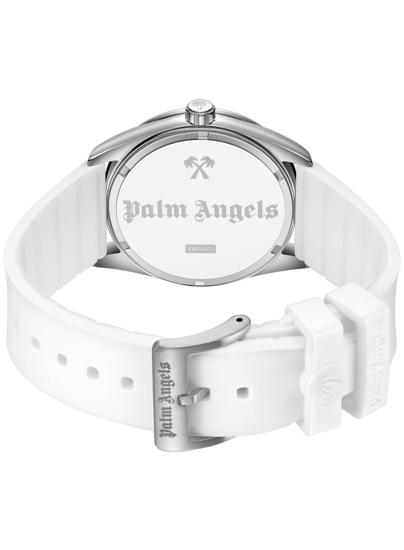 Palm Angels Uno White Dial White Silicone Strap Analog Watch for Men, 42mm - Image 3