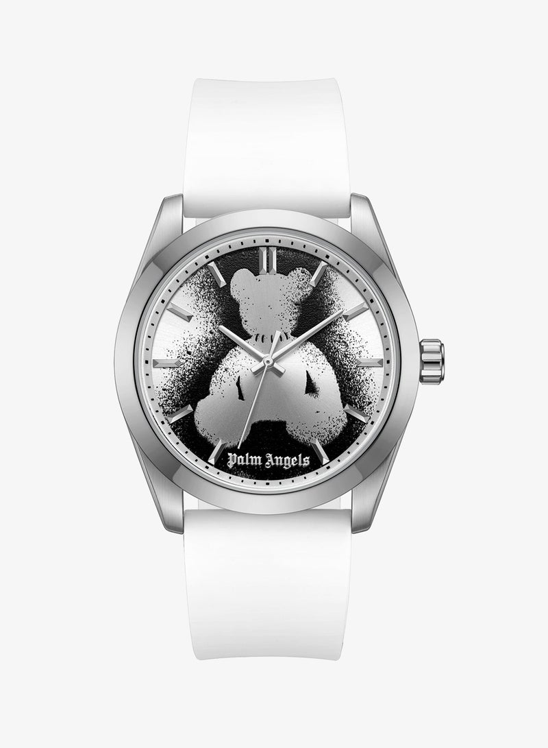 Palm Angels Uno White Dial White Silicone Strap Analog Watch for Men, 42mm - Image 1