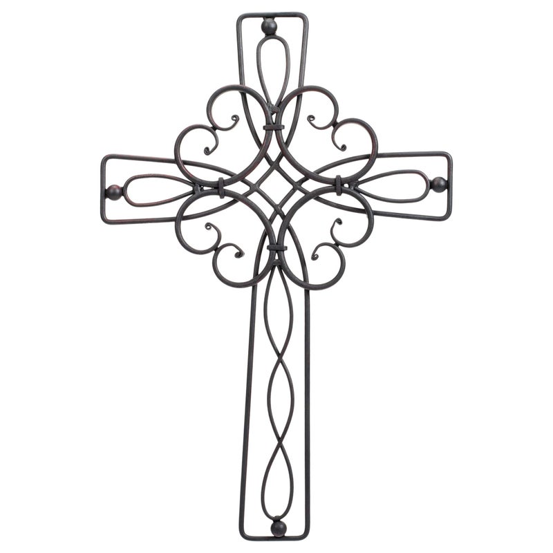 Dicksons Dicksons Floral Open Intricate Black 175 Inch Metal Decorative Hanging Wall Cross