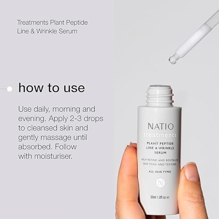 Natio Plant Peptide Line and Wrinkle Serum, 1 oz - Anti Aging Serum - Rejuvenating Face Serum - Daily Serum for Face to Revitalize Skin Texture - Image 5
