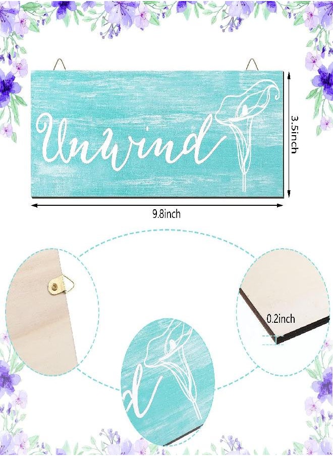 Jetec - 4 Pieces Farmhouse Bathroom Wall Decor Relax Soak Unwind Breathe Wood Signs Funny Rustic Bathroom Wall Art Hanging Wooden Wall Decoration Vintage Wood Plaque for Home (White, Black, Blue and Gray) - Image 1