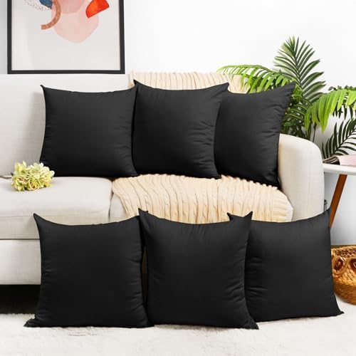 Coddsmz 6 Pack Decorative 100 Cotton Pillow Covers Square Cushion Cover Solid DIY Throw Pillowcase for Spring Home Sofa BedroomBlack6 Pack18 x 1845x45cm ONLY Covers NOT Insert