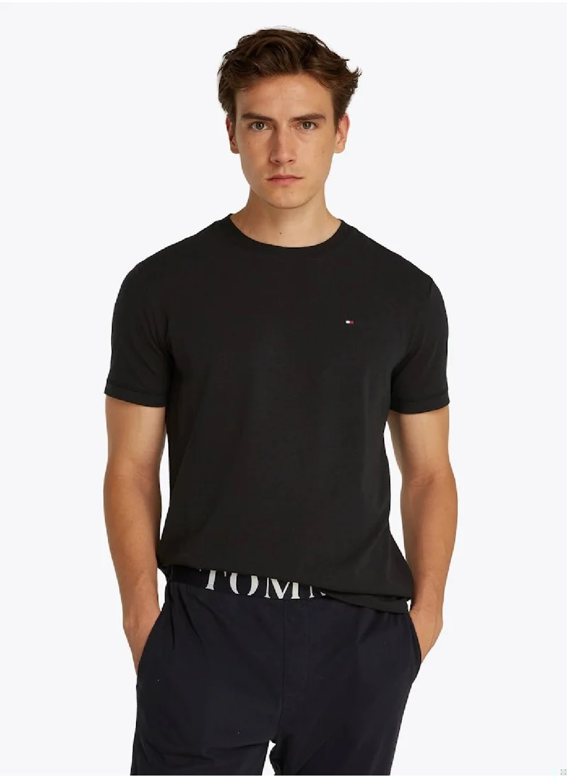 TOMMY HILFIGER Men's Slim Lounge T-Shirt - Cotton, Black