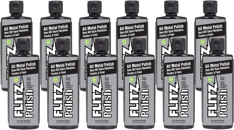 Flitz Multi Purpose Metal Polish Liquid 34oz Bottle of USAMade Tarnish Remover For Aluminum Chrome Brass Nickel Silver NonAbrasive Metal Cleaner and Polish Restorer 12 Pack