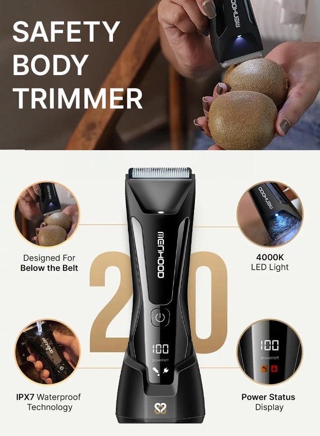 MENHOOD Waterproof Cordless Grooming Trimmer 2.0 for Men | Best Full Body & Sensitive Skin Technology | Male Body Hair Trimmer | Wireless Charging | 4000K LED Light & Power Status Display | 150 Min Runtime | All-in-One Multi-Purpose Trimmer - Image 1