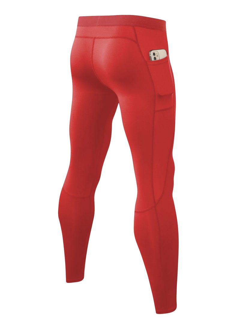Loquat Men Quick Dry Breathable Elastic Running Pants Red  - Image 2