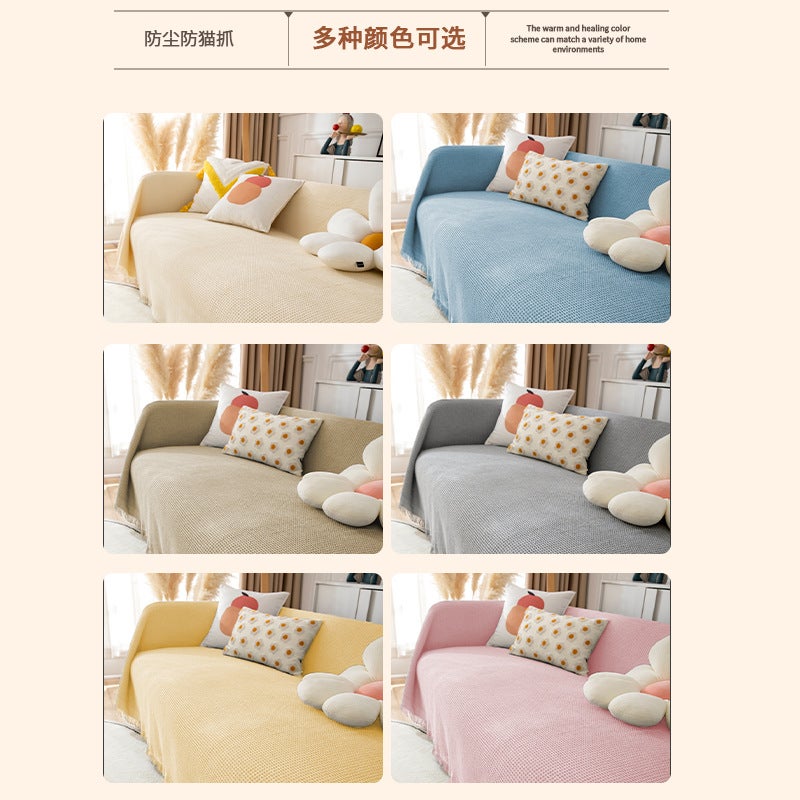 Internet Famous Ins Style Sofa Towel Anti-Cat Claw Cotton Linen Backrest Cloth Sofa Cushion Cover Blanket Cushion All Seasons Universal Cover Cloth - Image 3