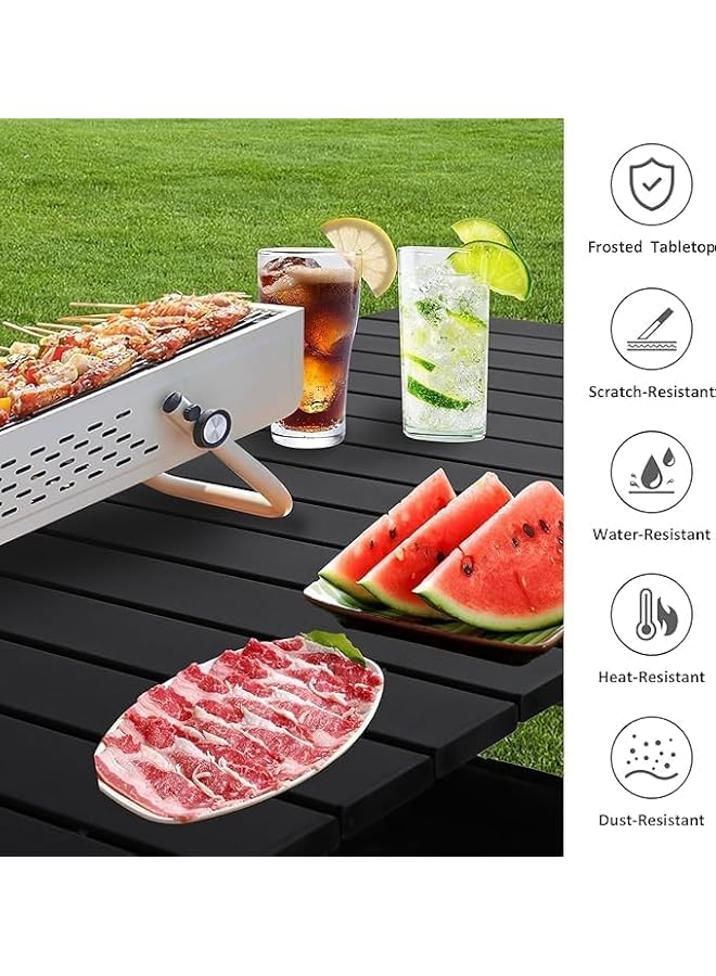 Green Tiger Camping Table Portable Folding Camp Table Lightweight Camping Tables Fold Up Aluminum Beach Table For Camping Hiking Backpacking Outdoor Picnic (A Black 95 * 55 * 50Cm) - Image 4