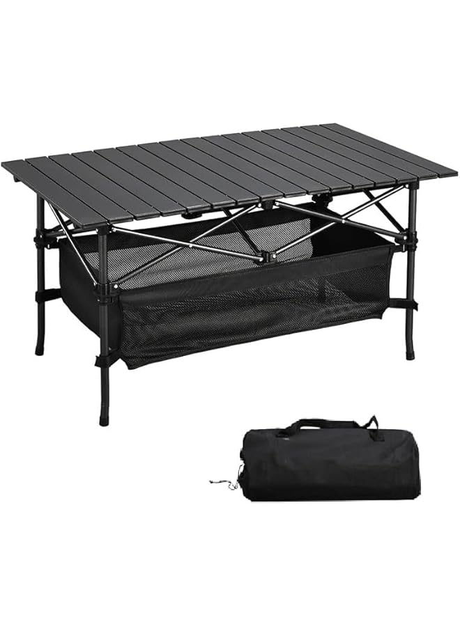 Green Tiger Camping Table Portable Folding Camp Table Lightweight Camping Tables Fold Up Aluminum Beach Table For Camping Hiking Backpacking Outdoor Picnic (A Black 95 * 55 * 50Cm) - Image 2