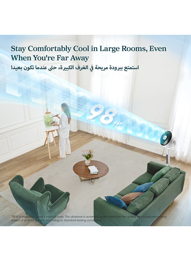 Levoit Standing Fan for Bedroom, CirculAir 120° Oscillating, Quiet 20dB, 9 Speeds, 4 Modes, DC Motor, 2 in 1 Pedestal & Tabletop, 82ft, Remote Control, Sensor, 9H Timer, 908CFM Ultra-High Airflow 200 m³ 25 W LPF-R432S-WAE white - Image 4