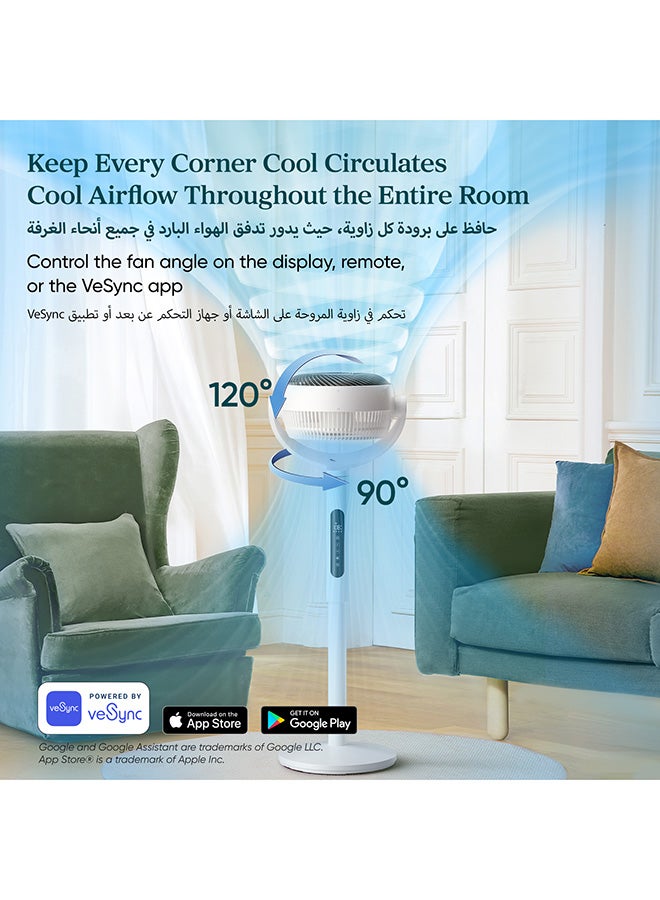 Levoit Standing Fan for Bedroom, CirculAir 120° Oscillating, Quiet 20dB, 9 Speeds, 4 Modes, DC Motor, 2 in 1 Pedestal & Tabletop, 82ft, Remote Control, Sensor, 9H Timer, 908CFM Ultra-High Airflow 200 m³ 25 W LPF-R432S-WAE white - Image 5