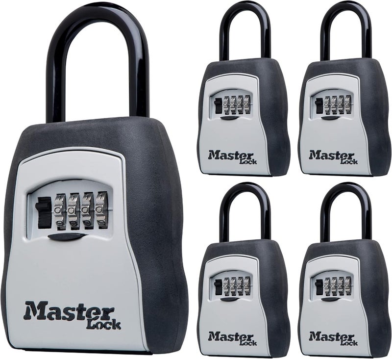Master Lock Key Lock Box with Code, Outdoor Lock Box for Realtors, Property Managers and Landlords, Ideal for Short-Term Rentals, Key Safe Holds 5 Keys, 5 Pack, 5400EC5 - Image 1