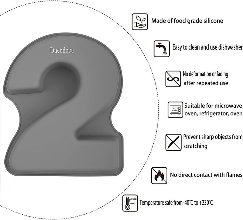 Ducodocu Silicone Number Cake Pan - Large 3D Number Cake Mold Baking Forms for 2/20th Birthday, Wedding Anniversary - 10 inch - Image 2
